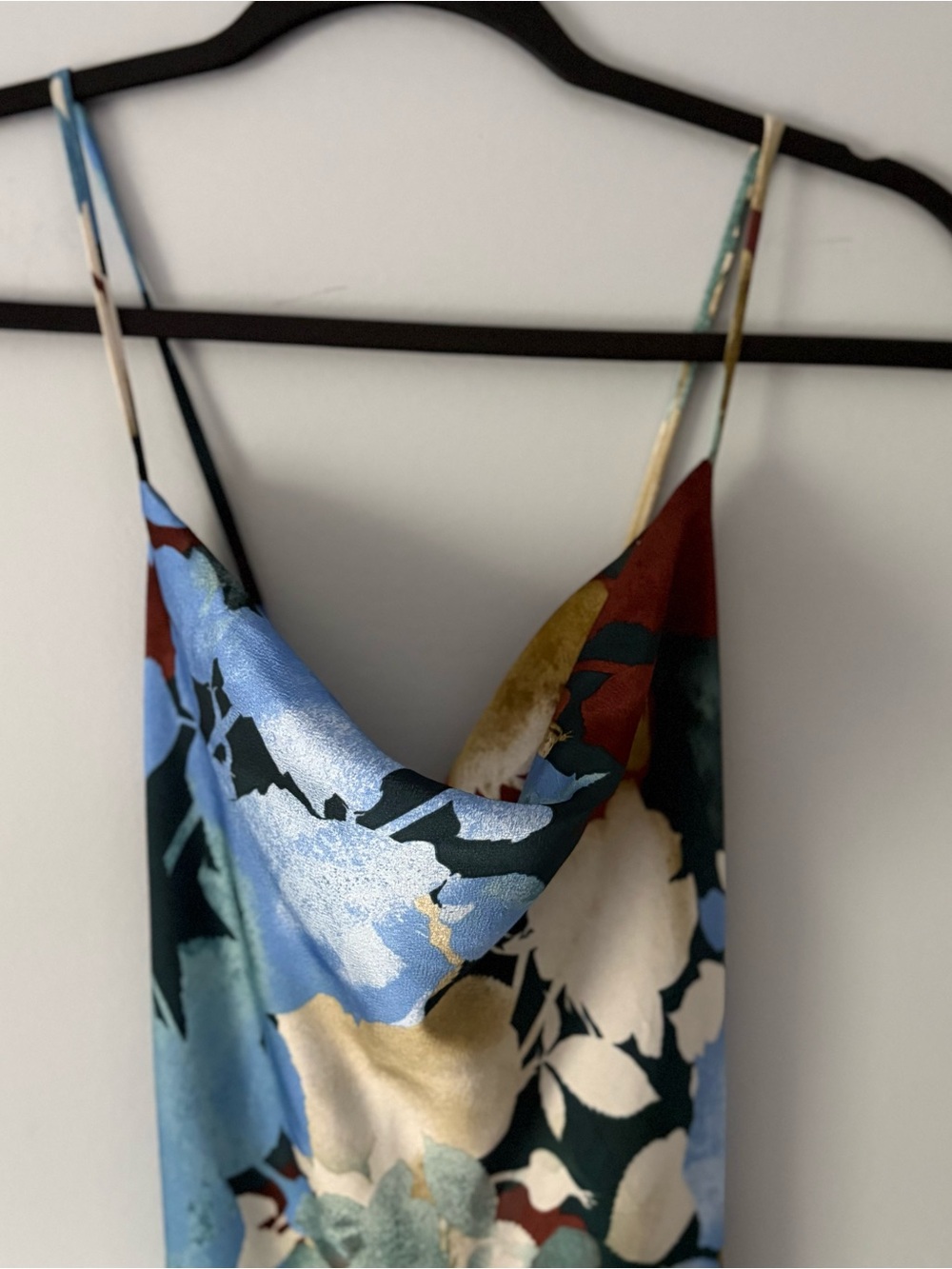 12th Tribe Floral Blue Multi Slip Maxi Dress with Side Slit - Picture 6 of 9